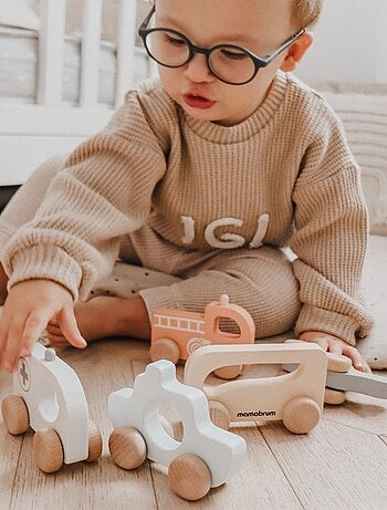 Set de vehículos de madera ambulancia y bombero Mamabrum