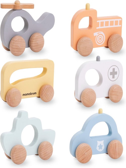 Set de vehículos de madera ambulancia y bombero Mamabrum - Kiabi