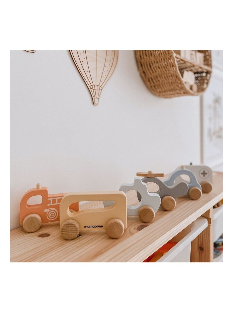 Set de vehículos de madera ambulancia y bombero Mamabrum Beige - Kiabi
