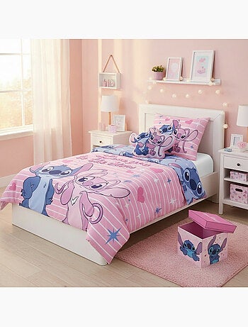 Set Decoración Habitación Niña Stitch & Angel Disney 3 Piezas – Funda Nórdica 140x200 cm Reversible