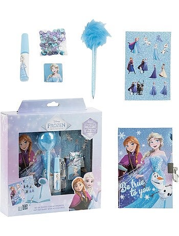 Set diario con bolígrafo fuzzy y pegatinas frozen disney