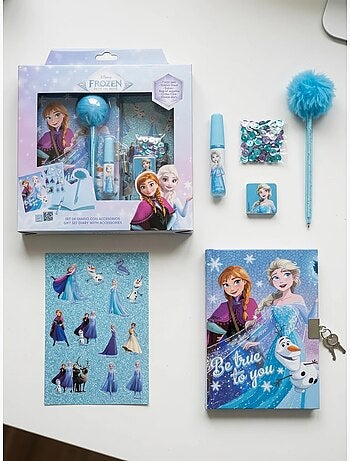 Set diario con bolígrafo fuzzy y pegatinas frozen disney