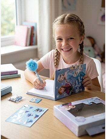 Set diario con bolígrafo fuzzy y pegatinas frozen disney