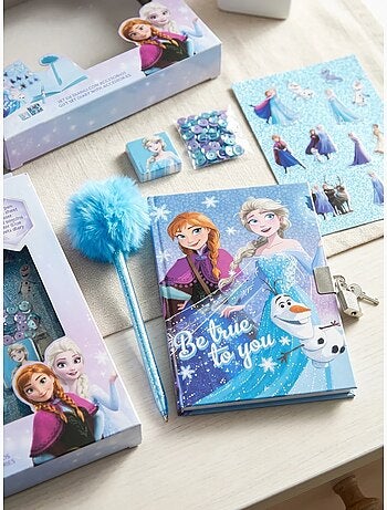 Set diario con bolígrafo fuzzy y pegatinas frozen disney