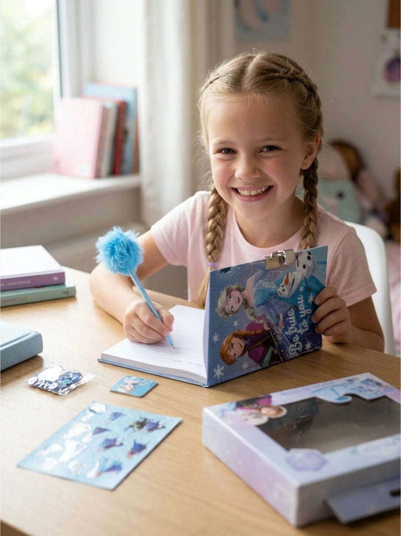 Set diario con bolígrafo fuzzy y pegatinas frozen disney Azul - Kiabi