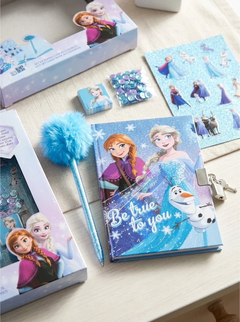 Set diario con bolígrafo fuzzy y pegatinas frozen disney Azul - Kiabi