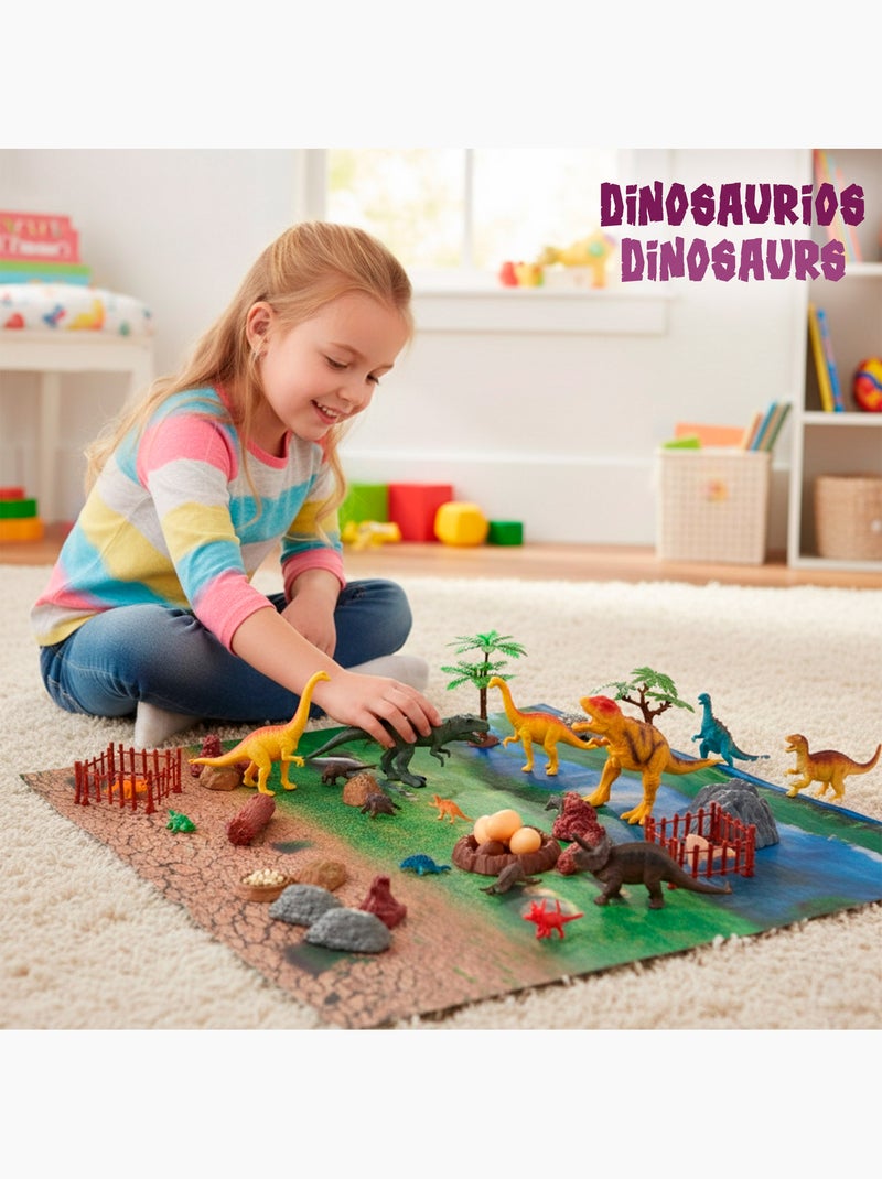 Set dinosaurios con tapete y accesorios 52 pzas. Animal world N/D - Kiabi