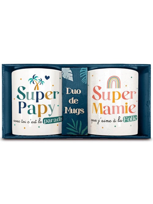 Set dúo de tazas de cerámica super papy con puntos dorados - Kiabi