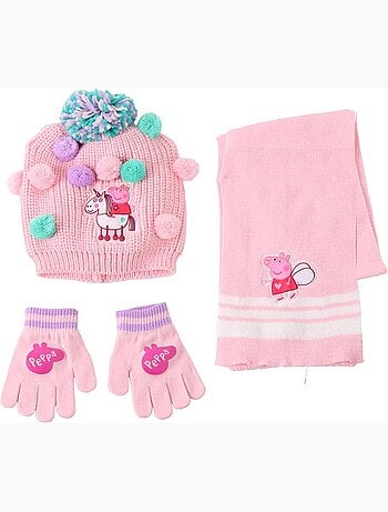 Set gorro guantes y bufanda Peppa Pig Niña y niño