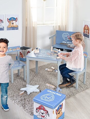 Set mesa y 2 sillas infantil en madera maciza - diseño Patrulla Canina - 'Roba Paw Patrol'