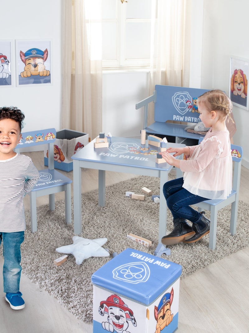 Set mesa y 2 sillas infantil en madera maciza - diseño Patrulla Canina - 'Roba Paw Patrol' Azul gris - Kiabi
