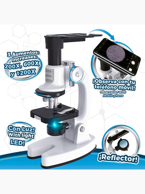 Set microscopio de juguete con luz led y soporte para móvil smart theory - Kiabi