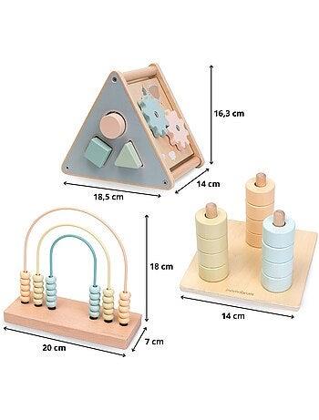 Set Montessori madera 2-3 años con ábaco, puzles y formas, juguete educativo infantil