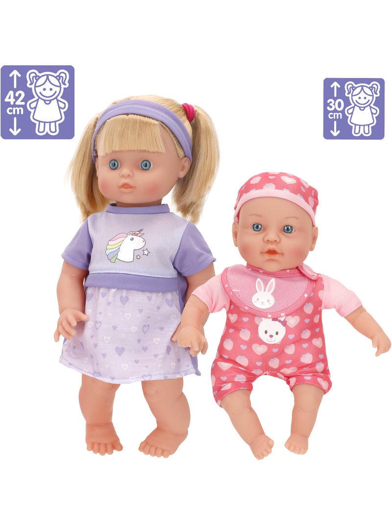 Set muñeca niña 41 cm y bebé 32 cm con accesorios colorbaby's N/D - Kiabi