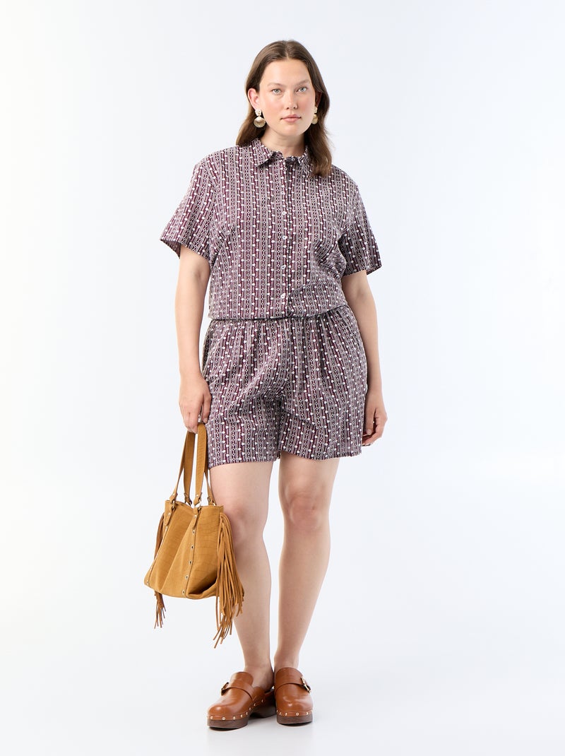 Short ancho con estampados bordados Rosa - Kiabi