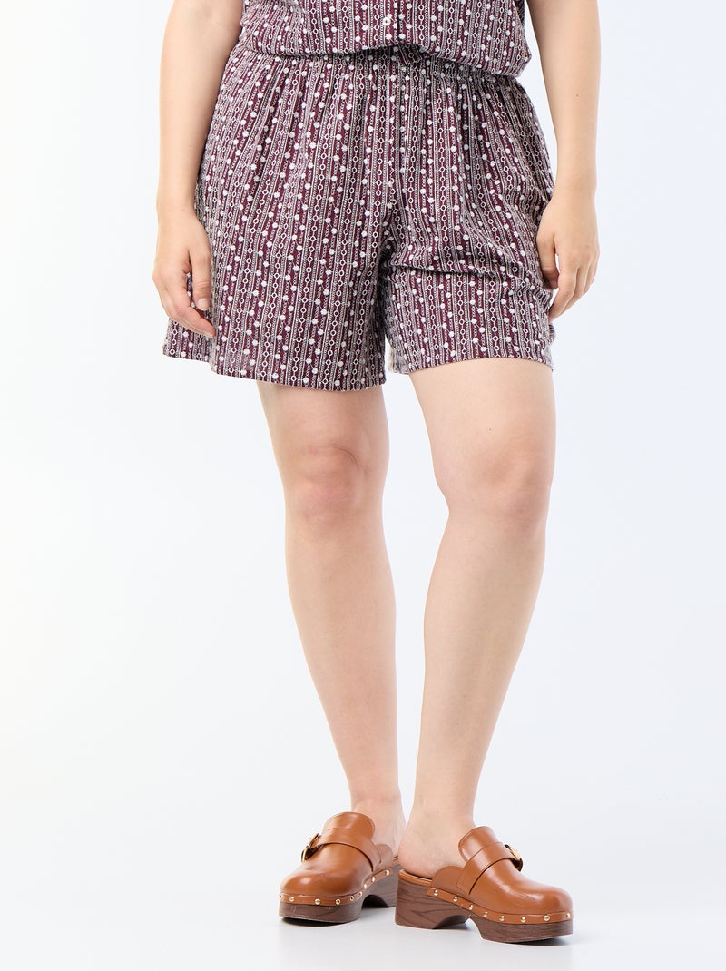 Short ancho con estampados bordados Rosa - Kiabi