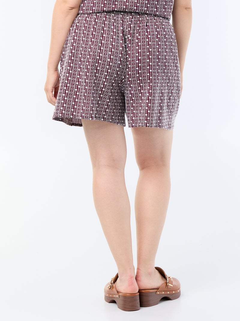 Short ancho con estampados bordados Rosa - Kiabi