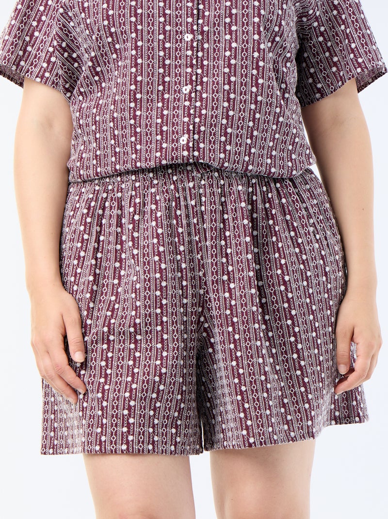 Short ancho con estampados bordados Rosa - Kiabi