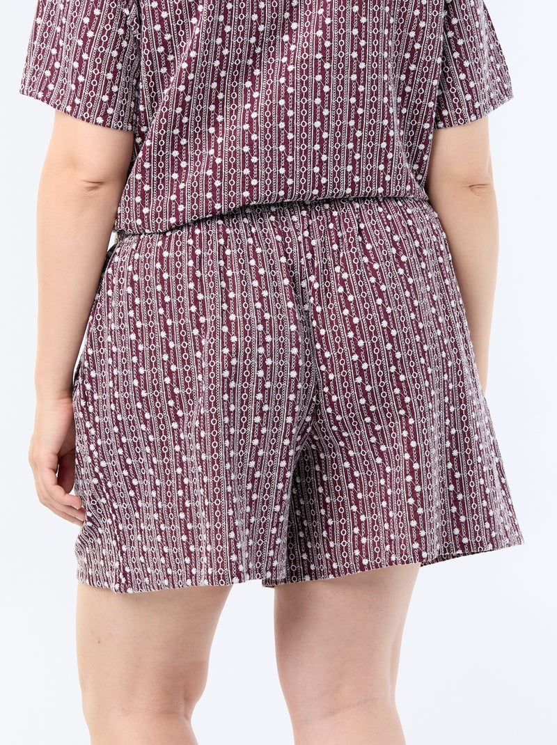 Short ancho con estampados bordados Rosa - Kiabi