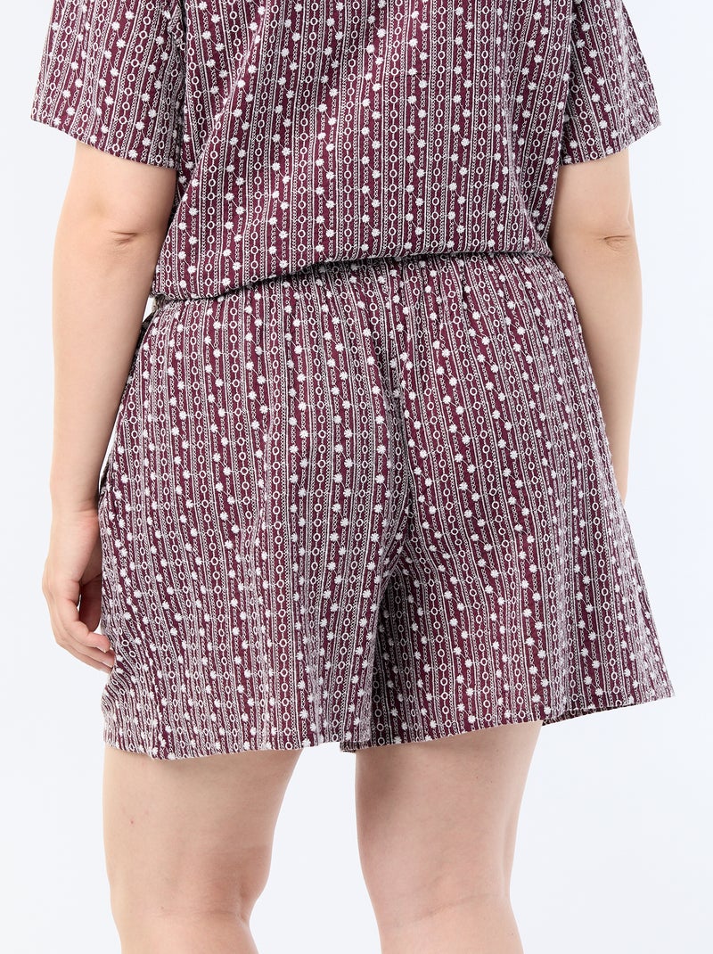 Short ancho con estampados bordados Rosa - Kiabi