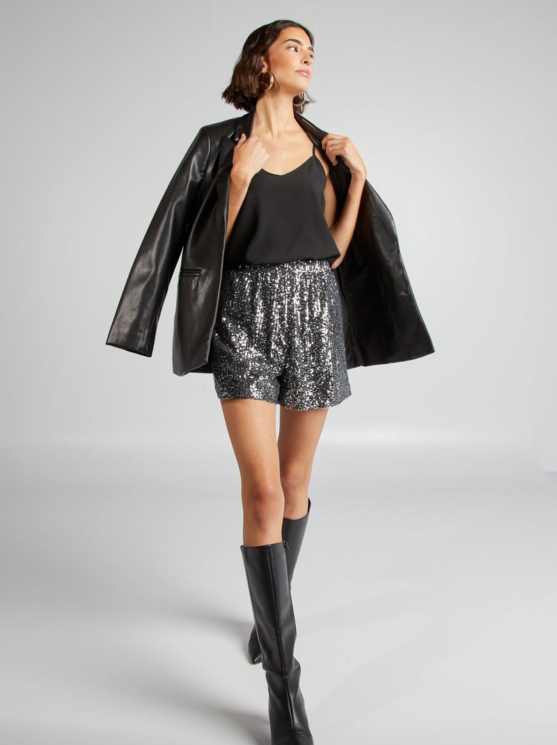Short ancho de lentejuelas GRIS - Kiabi