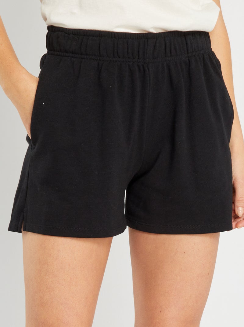 Short básico de felpa Negro - Kiabi