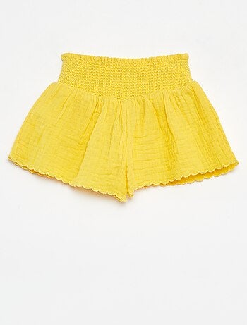 Short bordado de gasa de algodón