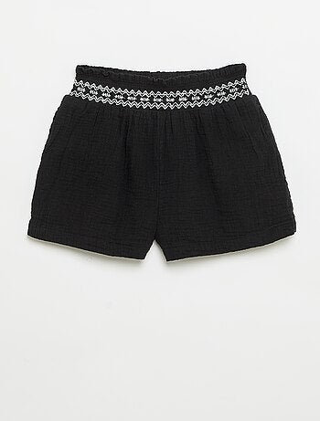 Short bordado de gasa de algodón