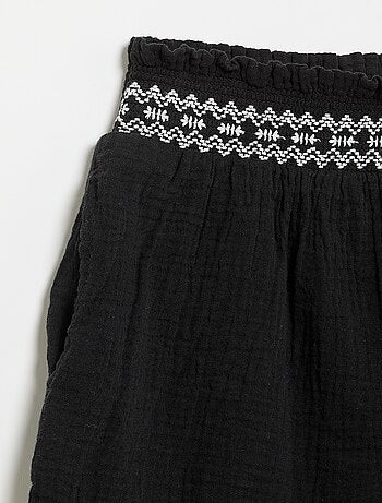 Short bordado de gasa de algodón