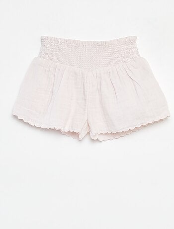 Short bordado de gasa de algodón
