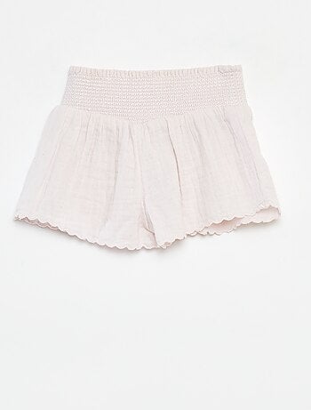 Short bordado de gasa de algodón
