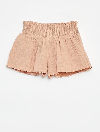 Short bordado de gasa de algodón