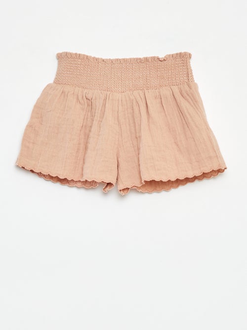 Short bordado de gasa de algodón - Kiabi