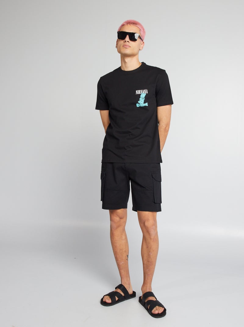 Short chino con bolsillos en los laterales negro - Kiabi