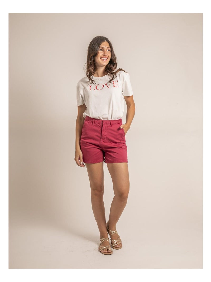 Short chino XIMENA Rosa frambuesa - Kiabi