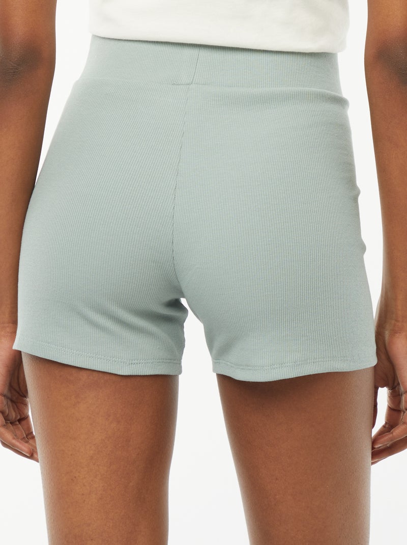 Short ciclista de punto de canalé azul - Kiabi