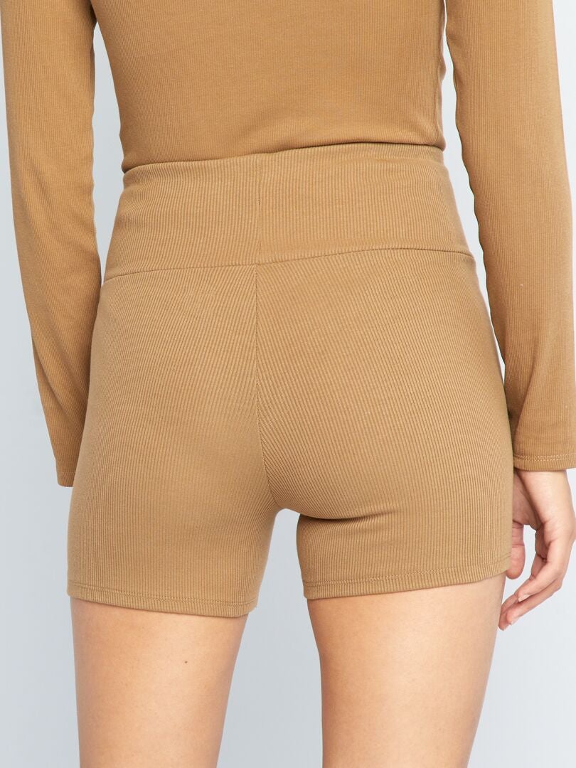 Short ciclista de punto de canalé MARRON - Kiabi