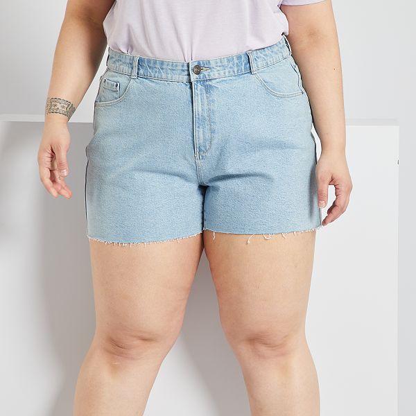 Short con bajo sin rematar tallas grandes mujer - AZUL - Kiabi - 18,00€