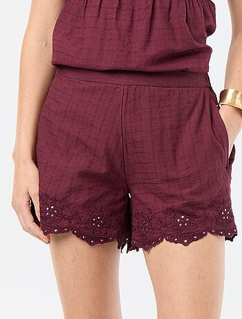 Short con bordados y lentejuelas de espejo