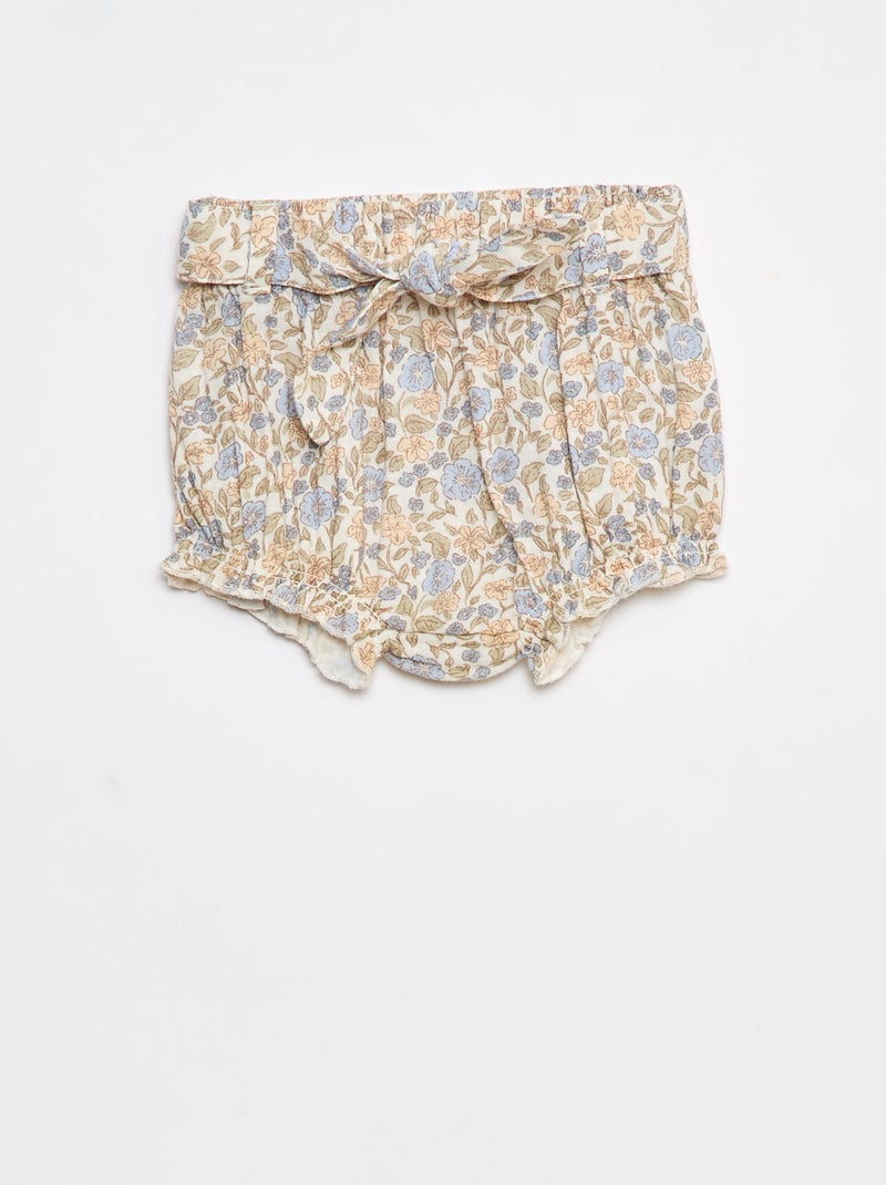 Short con cintura elástica y cinturón anudable Blanco - Kiabi