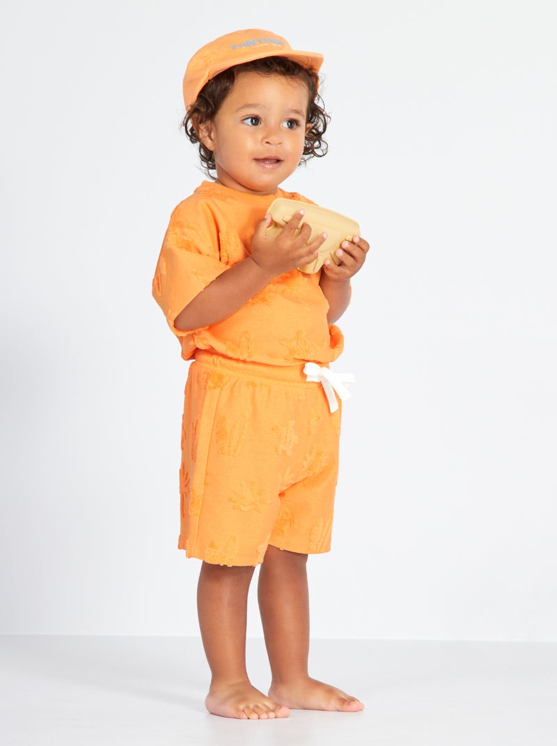 Short con motivo de punto de rizo NARANJA - Kiabi