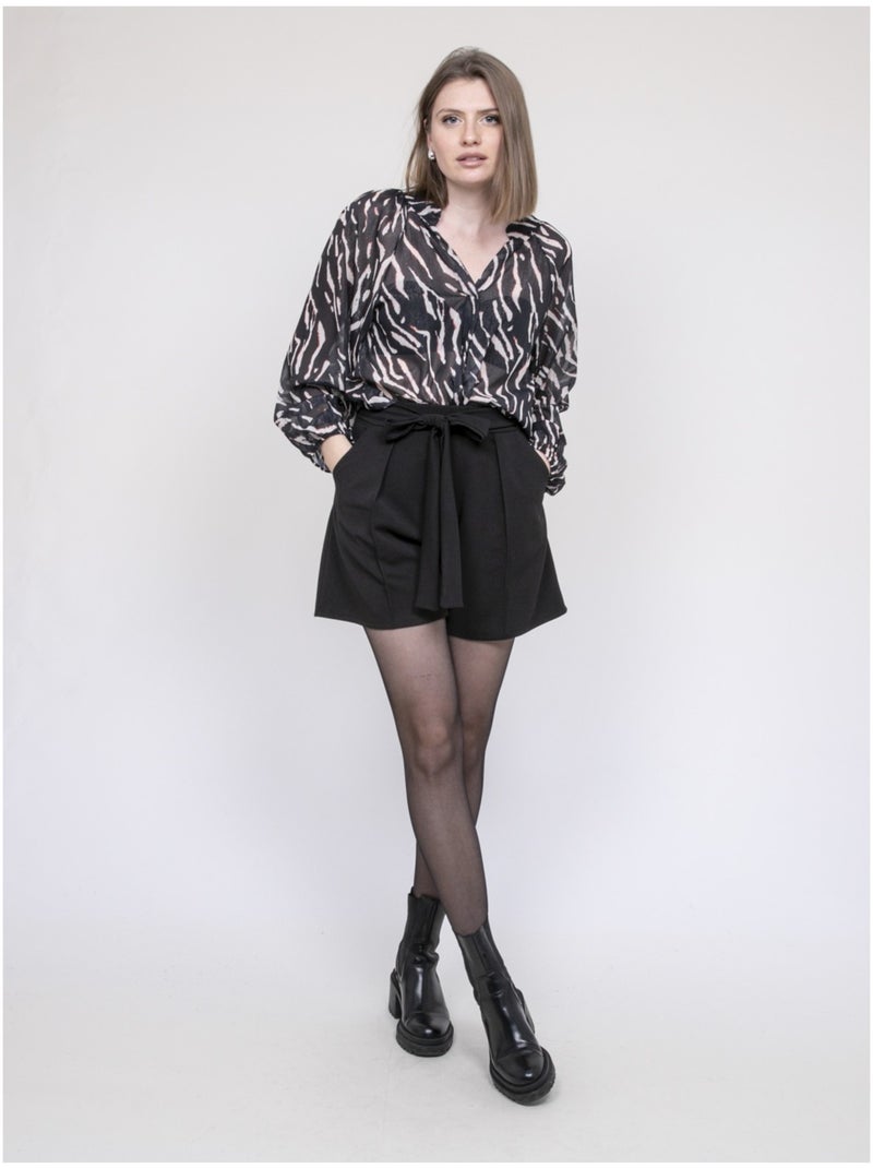 Short con plisados XIBELLE Negro - Kiabi
