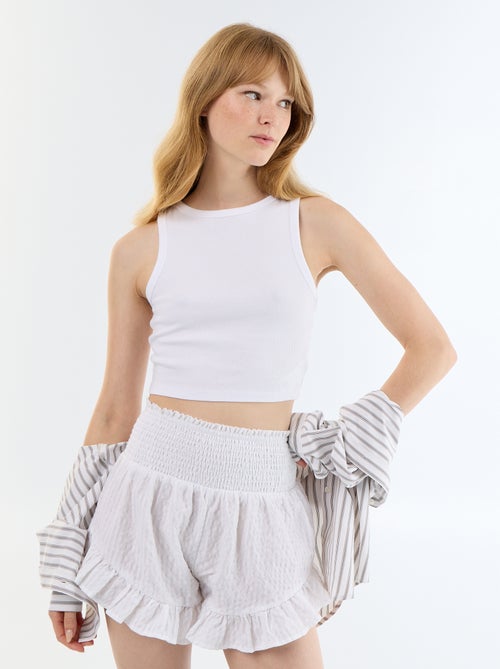 Short con volantes de punto en relieve - Kiabi