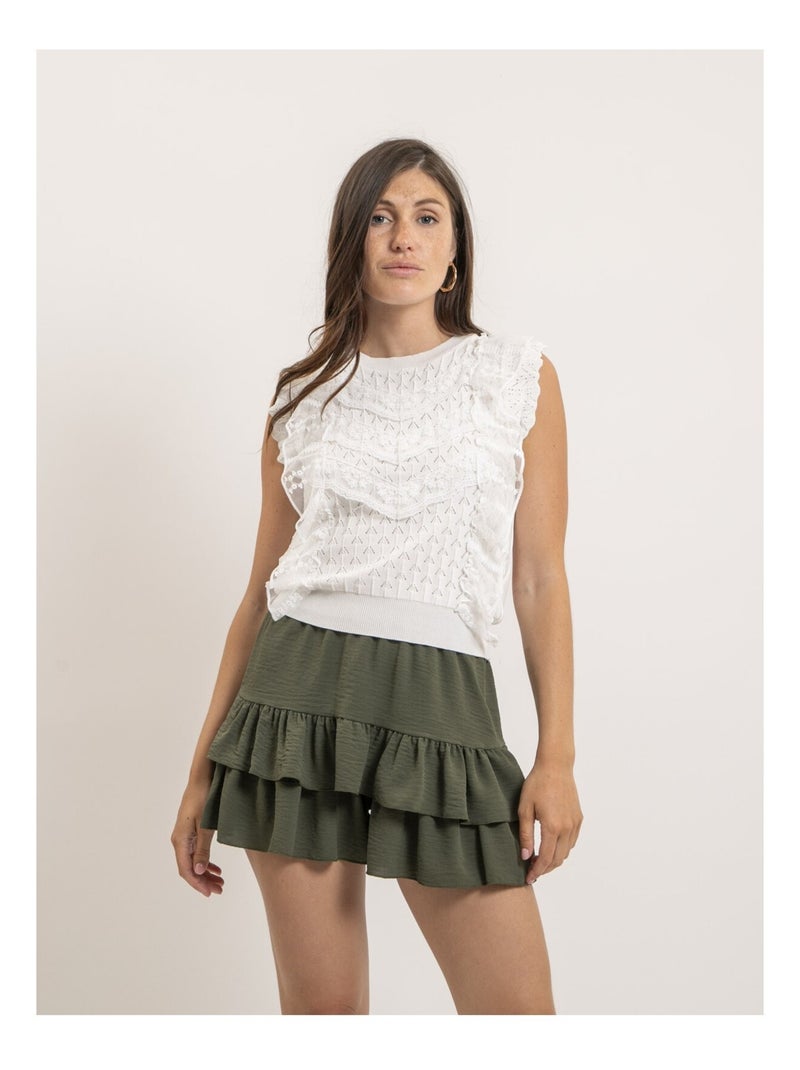 Short con volantes efecto falda XEPINE Caqui - Kiabi