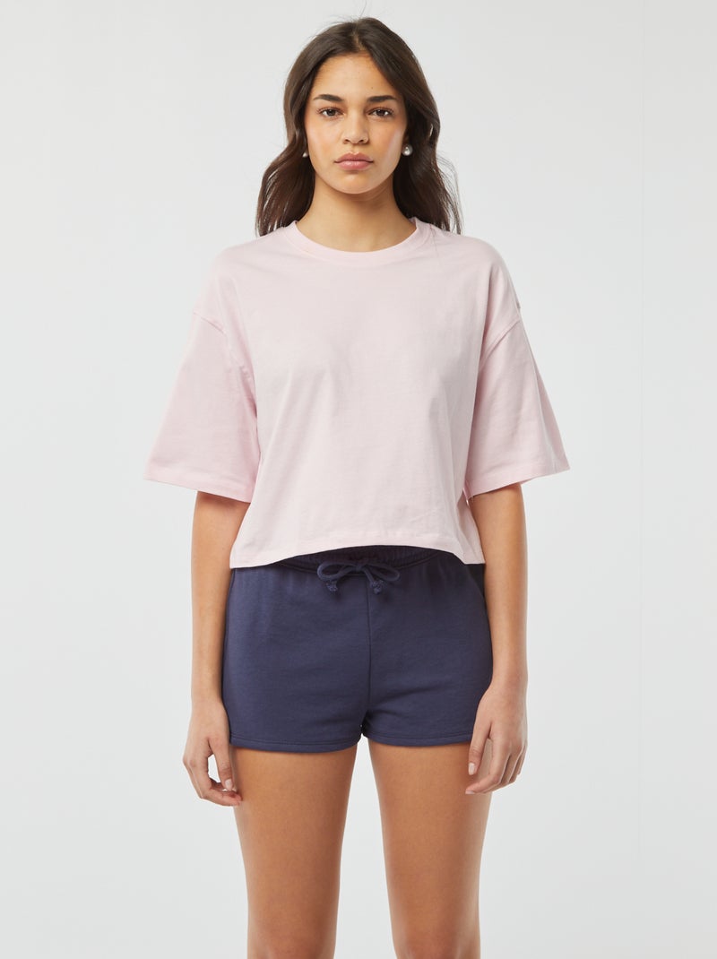 Short corto de chándal ligero liso AZUL - Kiabi