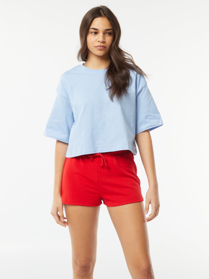 Short corto de chándal ligero liso ROJO - Kiabi