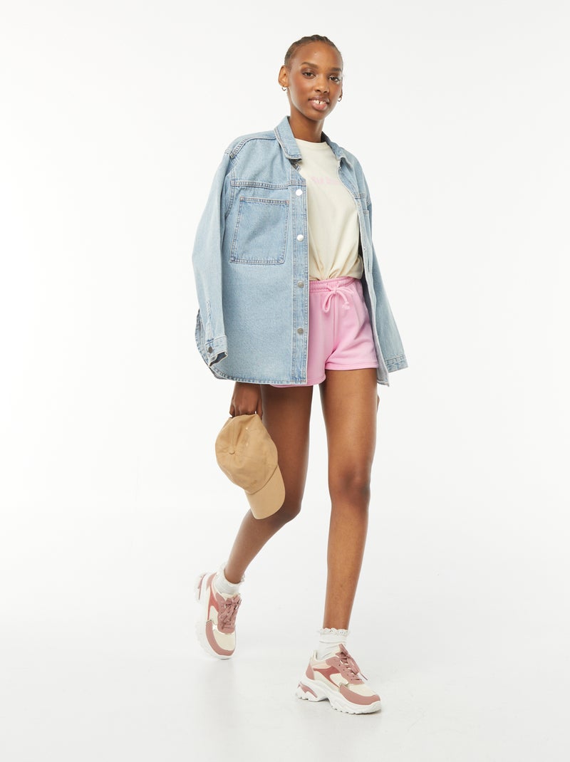 Short corto de chándal ligero liso Rosa - Kiabi