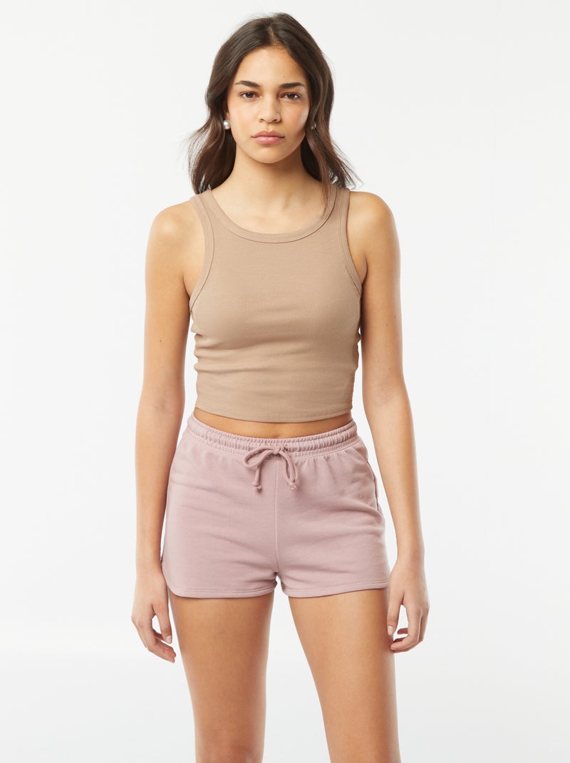 Short corto de chándal ligero liso ROSA - Kiabi
