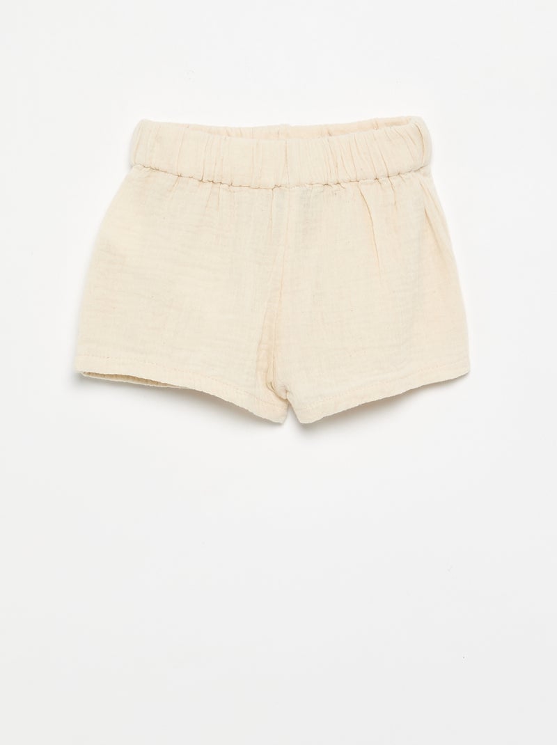 Short corto de gasa de algodón Beige - Kiabi