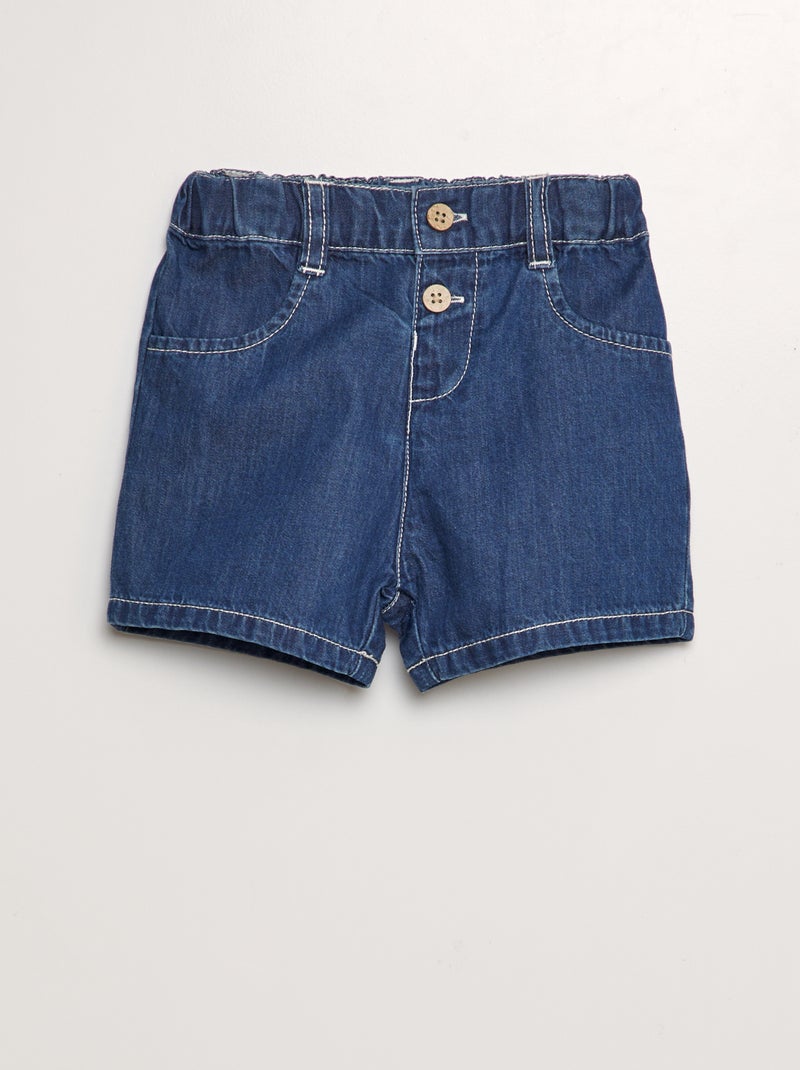 Short de algodón efecto vaquero AZUL - Kiabi